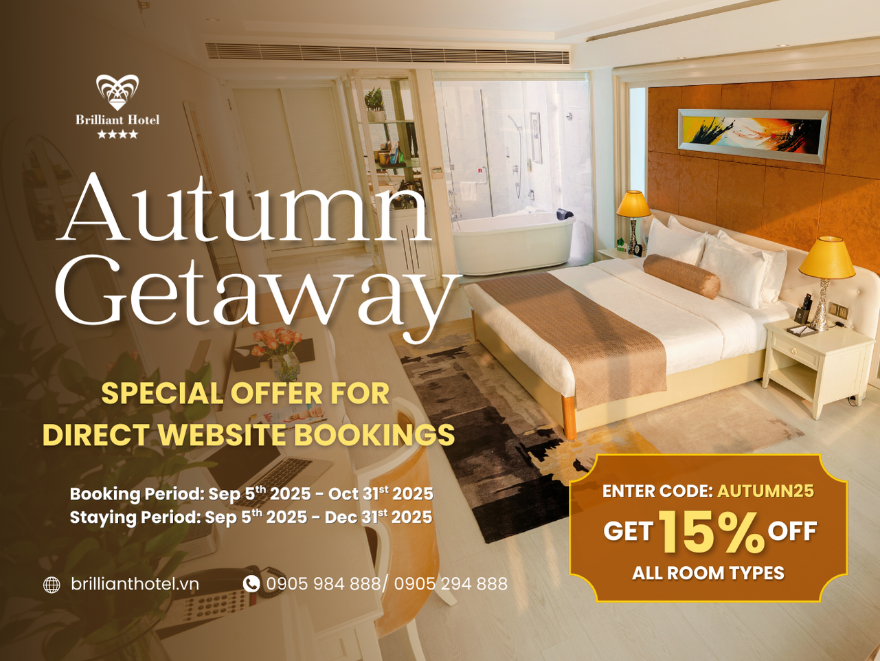YOUR AUTUMN GETAWAY AWAITS – SAVE 15%